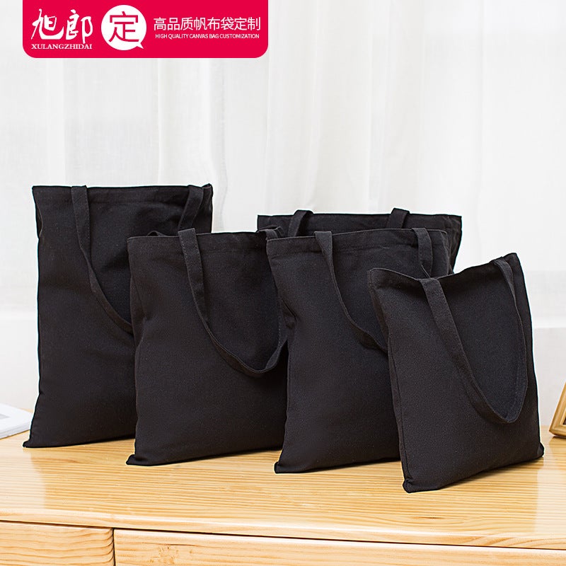 Canvas Bag Printing Black Blank Canvas Bag Logo Shopping Bag Women'S Single Shoulder Cotton Large Capacity Printing - Image 5
